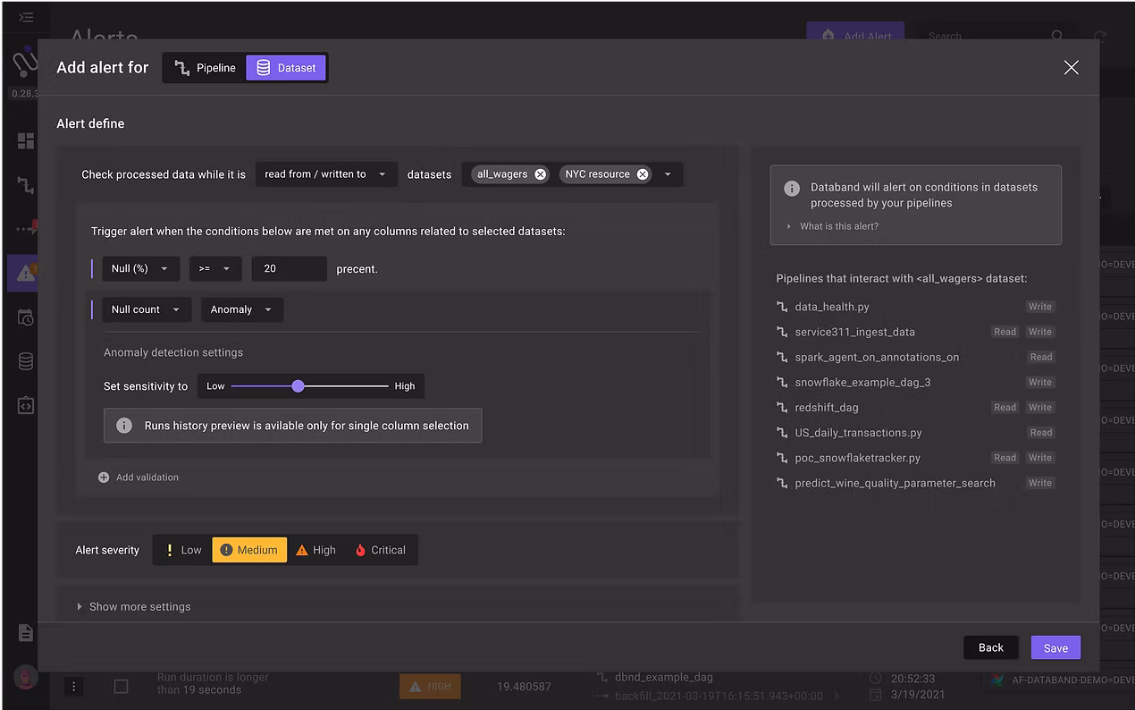 Alert on Multiple Datasets